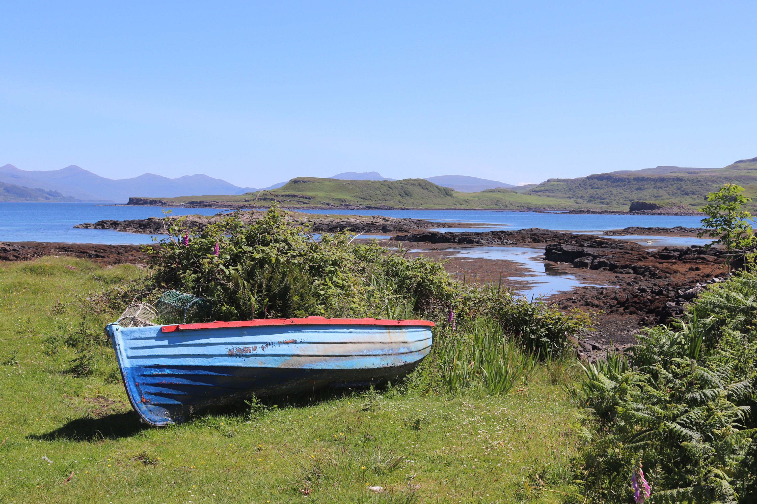 Rocky shore and boat, Mull